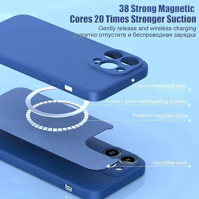 Magsafe-funda magnética Original para iPhone, funda de carga inalámbrica de silicona líquida para iPhone 15, 14, 13, 12, 11 Pro Max, Mini, X, XR, XS, 8 Plus - La zona Apple