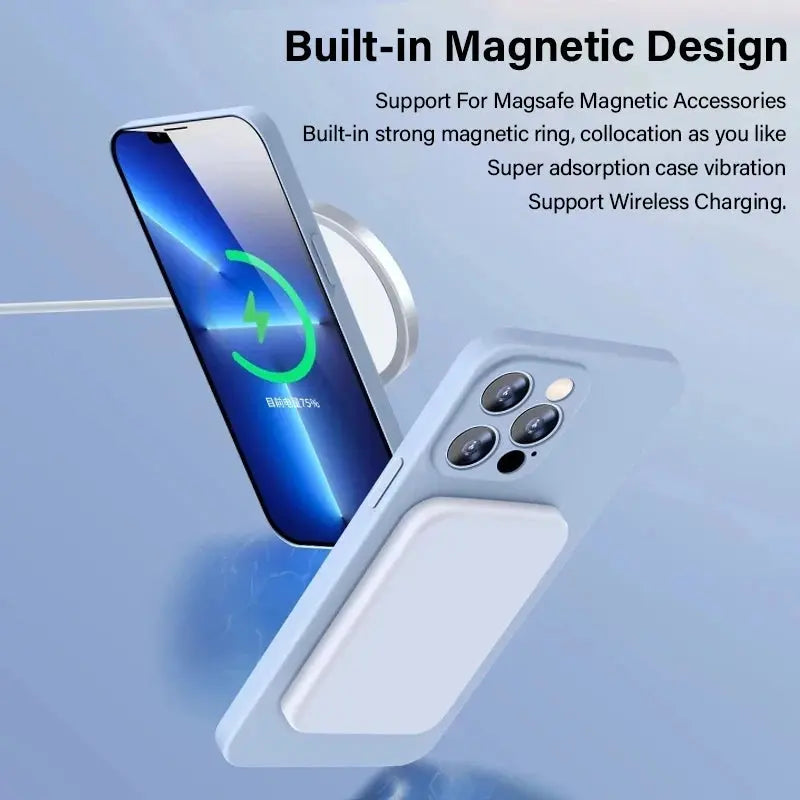 Magsafe-funda magnética Original para iPhone, funda de carga inalámbrica de silicona líquida para iPhone 15, 14, 13, 12, 11 Pro Max, Mini, X, XR, XS, 8 Plus - La zona Apple