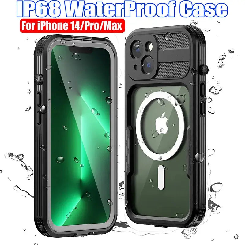 Mars-funda de carga magnética IP68 para iPhone 14 Pro Max Plus, cubierta a prueba de caídas, buceo, natación, deportes al aire libre, escalada - La zona Apple