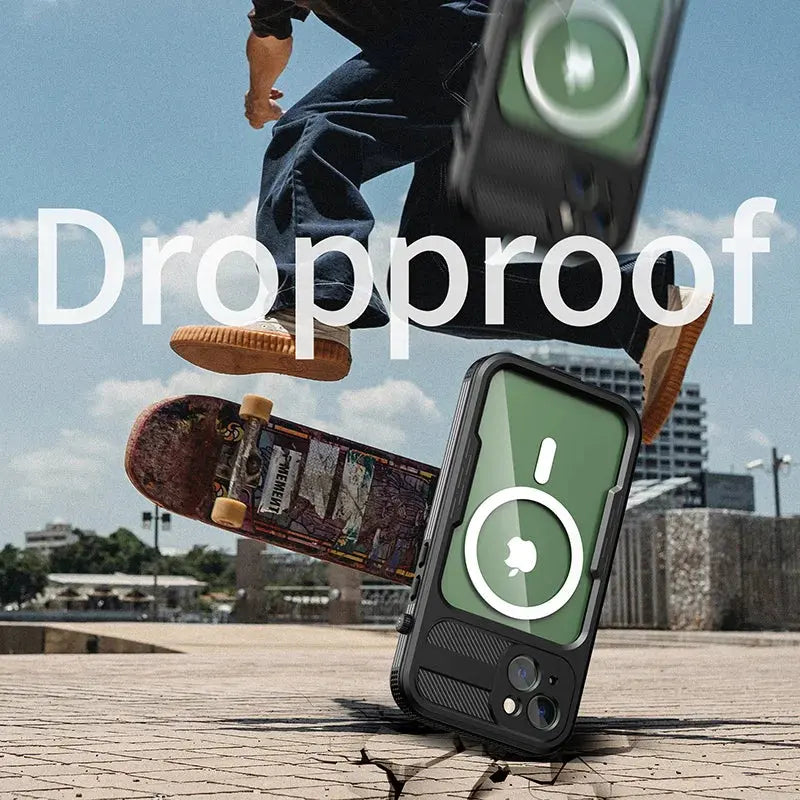 Mars-funda de carga magnética IP68 para iPhone 14 Pro Max Plus, cubierta a prueba de caídas, buceo, natación, deportes al aire libre, escalada - La zona Apple