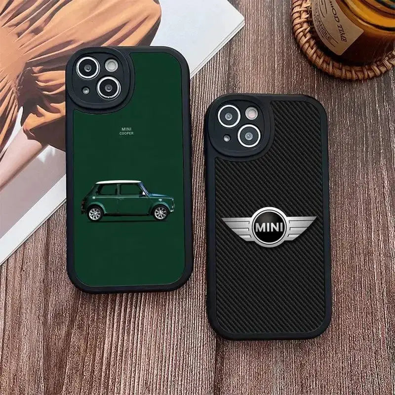 Mini CooPers-funda de teléfono para coche, cubierta negra de silicona suave para iPhone 14 Plus 13 12 11 Pro Max Mini X XS XR - La zona Apple