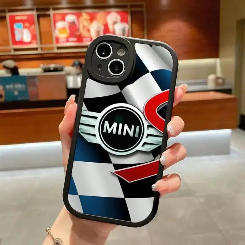 Mini CooPers-funda de teléfono para coche, cubierta negra de silicona suave para iPhone 14 Plus 13 12 11 Pro Max Mini X XS XR - La zona Apple