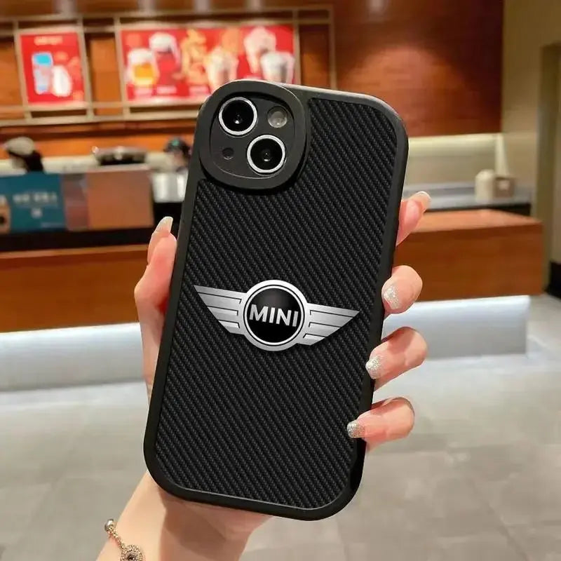 Mini CooPers-funda de teléfono para coche, cubierta negra de silicona suave para iPhone 14 Plus 13 12 11 Pro Max Mini X XS XR - La zona Apple