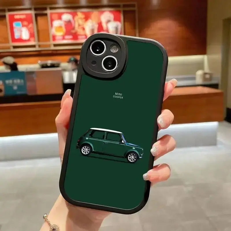 Mini CooPers-funda de teléfono para coche, cubierta negra de silicona suave para iPhone 14 Plus 13 12 11 Pro Max Mini X XS XR - La zona Apple