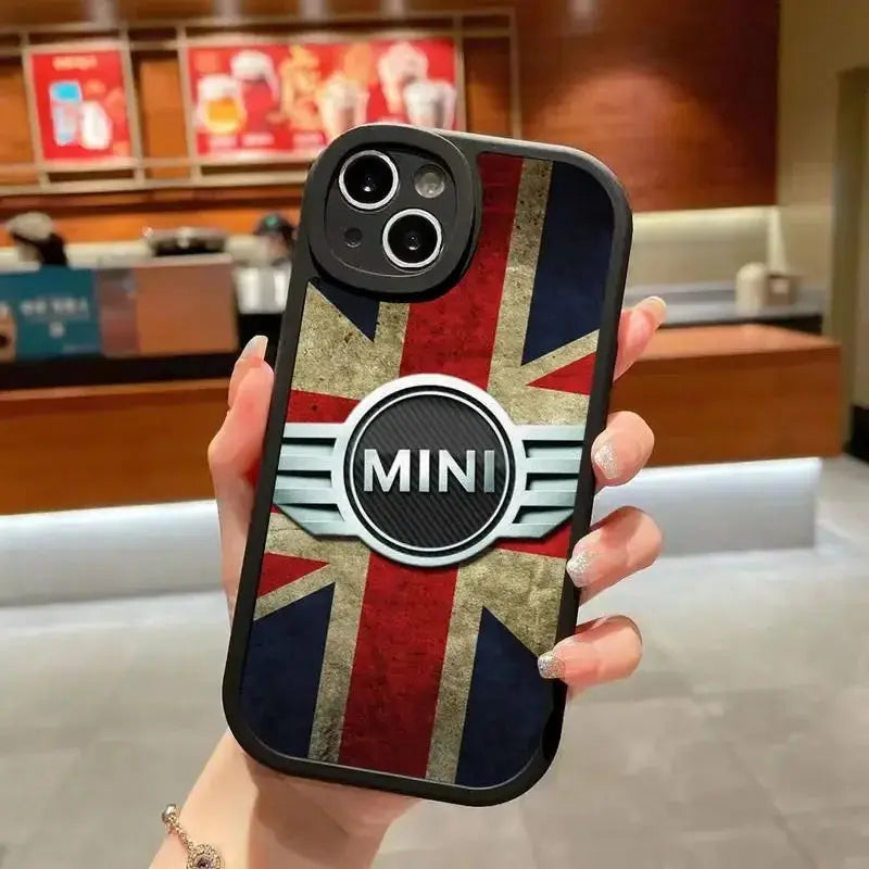 Mini CooPers-funda de teléfono para coche, cubierta negra de silicona suave para iPhone 14 Plus 13 12 11 Pro Max Mini X XS XR - La zona Apple