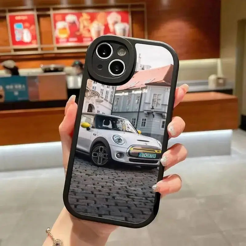 Mini CooPers-funda de teléfono para coche, cubierta negra de silicona suave para iPhone 14 Plus 13 12 11 Pro Max Mini X XS XR - La zona Apple