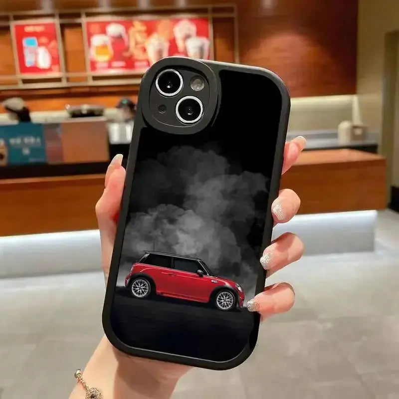 Mini CooPers-funda de teléfono para coche, cubierta negra de silicona suave para iPhone 14 Plus 13 12 11 Pro Max Mini X XS XR - La zona Apple