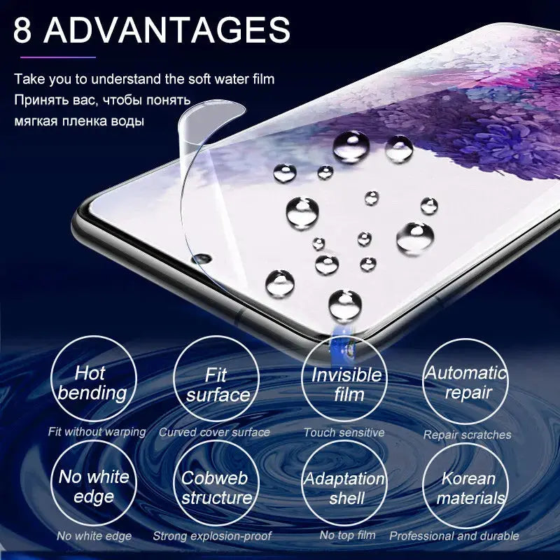 Película de hidrogel para pantalla de Samsung Galaxy S23, S20, S21, S22 Plus, Ultra FE Note 20, 9, 10 Plus, A52S, A30, A53, A51, A50, A21S, 4 unidades - La zona Apple