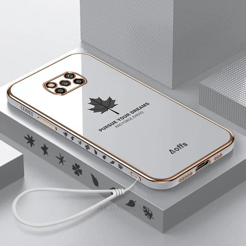 Funda de Lujo con Cordón de Hoja de Arce para Xiaomi Mi Poco X3 X4 Pro 5G GT C40 X3 Pro X4 Pro F3: Estilo y Protección en Uno - La zona Apple