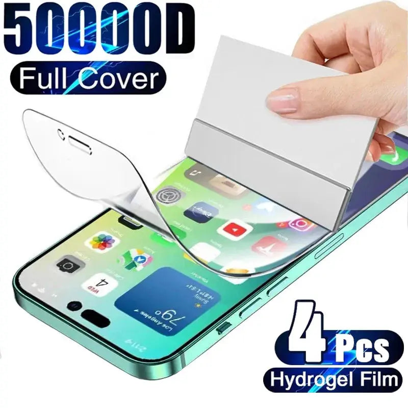 Protector de pantalla de hidrogel para iPhone 11, 12, 13, 14 Pro Max, 14, 8, 7 Plus, XR, XS MAX, 4 Uds. alidrosip