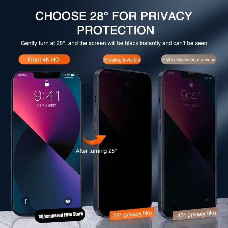 Protector de pantalla vidrio templado anti espía para iPhone 115,14,13,12,11, XR, 7, 8 Plus, SE 2022, 3 unidades La zona Apple