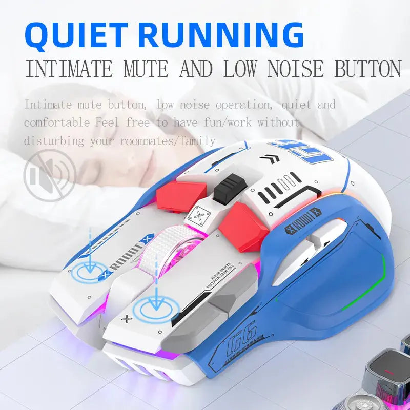 Ratón Gamimg inalámbrico con Bluetooth, dispositivo con cable RGB de 12 teclas, USB, 2,4G, para Windows, IOS, oficina, ordenador portátil y PC - La zona Apple