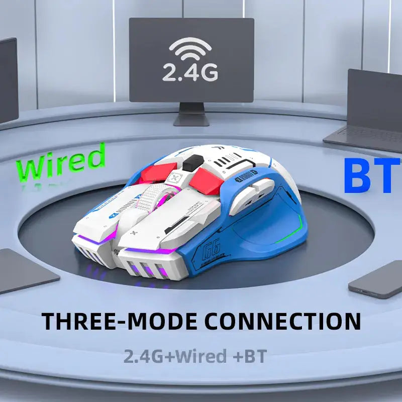 Ratón Gamimg inalámbrico con Bluetooth, dispositivo con cable RGB de 12 teclas, USB, 2,4G, para Windows, IOS, oficina, ordenador portátil y PC - La zona Apple