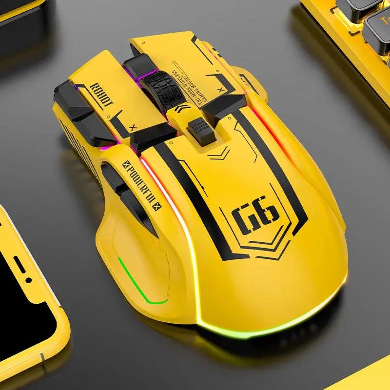 Ratón Gamimg inalámbrico con Bluetooth, dispositivo con cable RGB de 12 teclas, USB, 2,4G, para Windows, IOS, oficina, ordenador portátil y PC - La zona Apple
