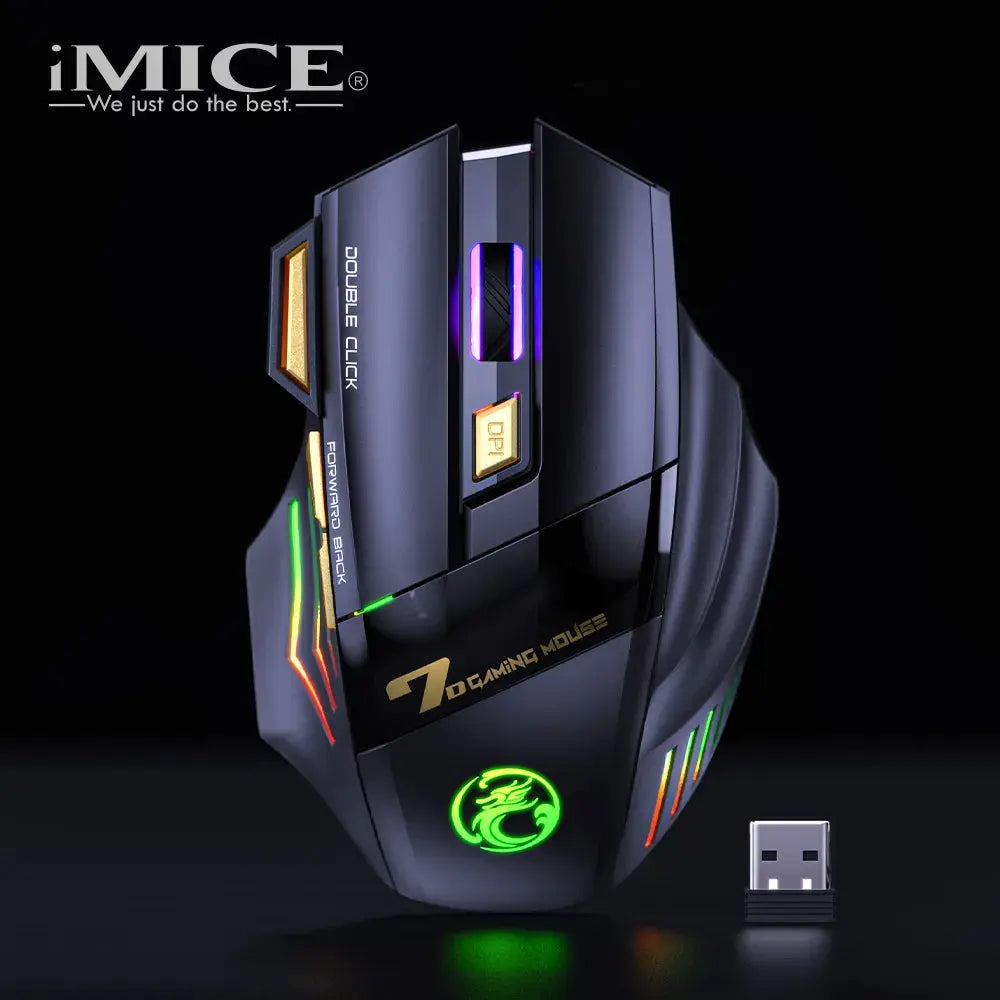 Ratón inalámbrico recargable para ordenador, periférico con Bluetooth, silencioso, 3200 DPI, ergonómico, USB, con retroiluminación - La zona Apple