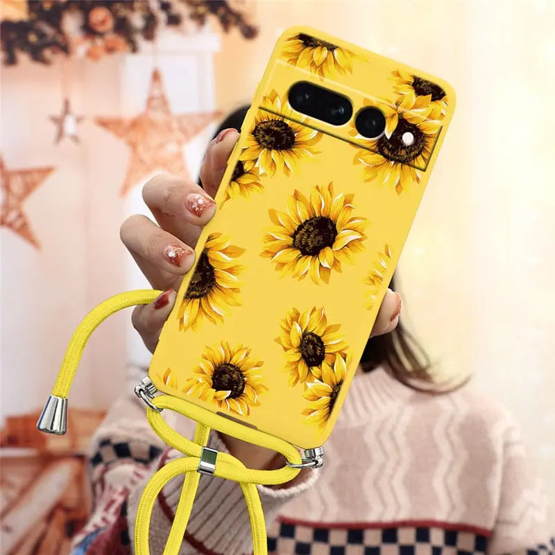 Funda trasera de silicona suave para Google Pixel 7 Pro 5G, correa para collar. C.G.XXI