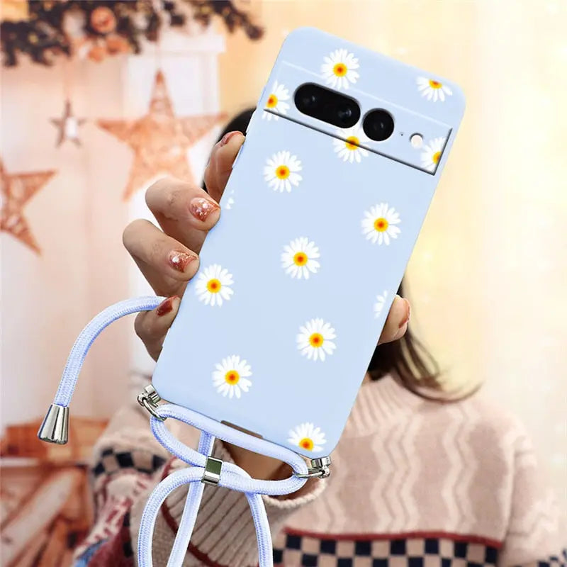 Funda trasera de silicona suave para Google Pixel 7 Pro 5G, correa para collar. C.G.XXI