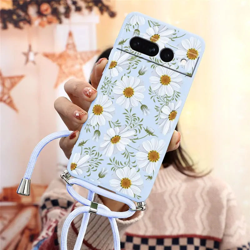 Funda trasera de silicona suave para Google Pixel 7 Pro 5G, correa para collar. C.G.XXI