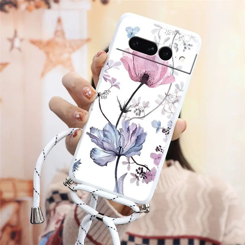 Funda trasera de silicona suave para Google Pixel 7 Pro 5G, correa para collar. C.G.XXI