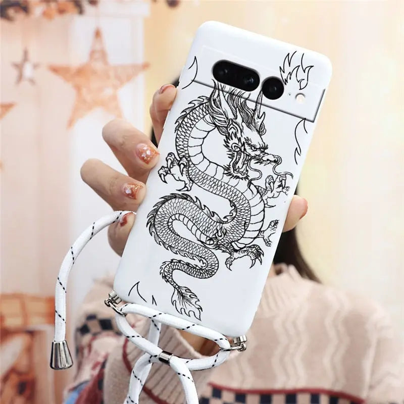 Funda trasera de silicona suave para Google Pixel 7 Pro 5G, correa para collar. C.G.XXI