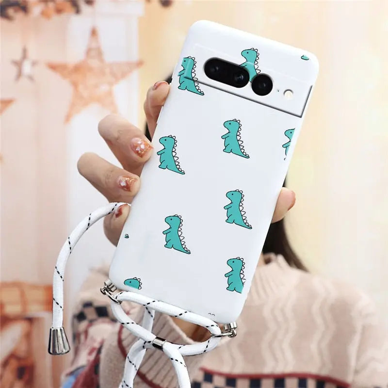 Funda trasera de silicona suave para Google Pixel 7 Pro 5G, correa para collar. C.G.XXI