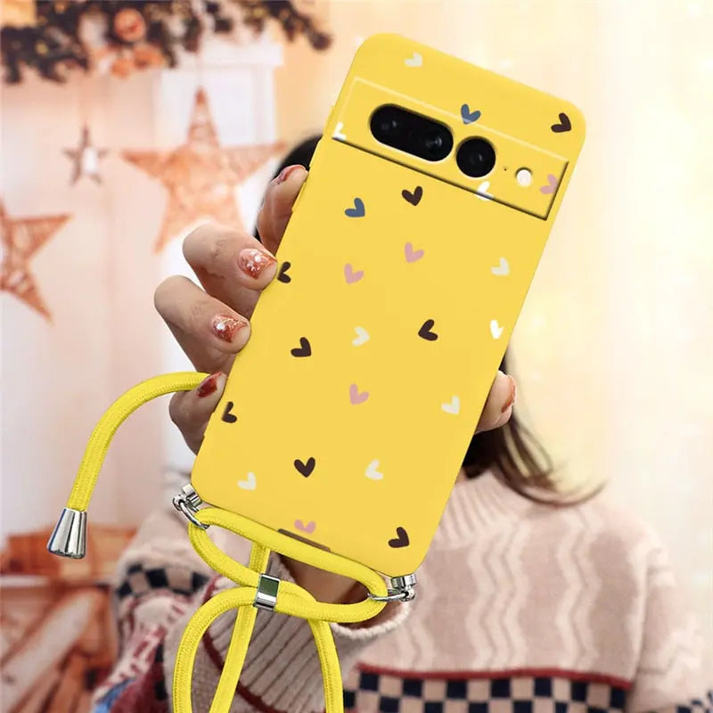 Funda trasera de silicona suave para Google Pixel 7 Pro 5G, correa para collar. C.G.XXI