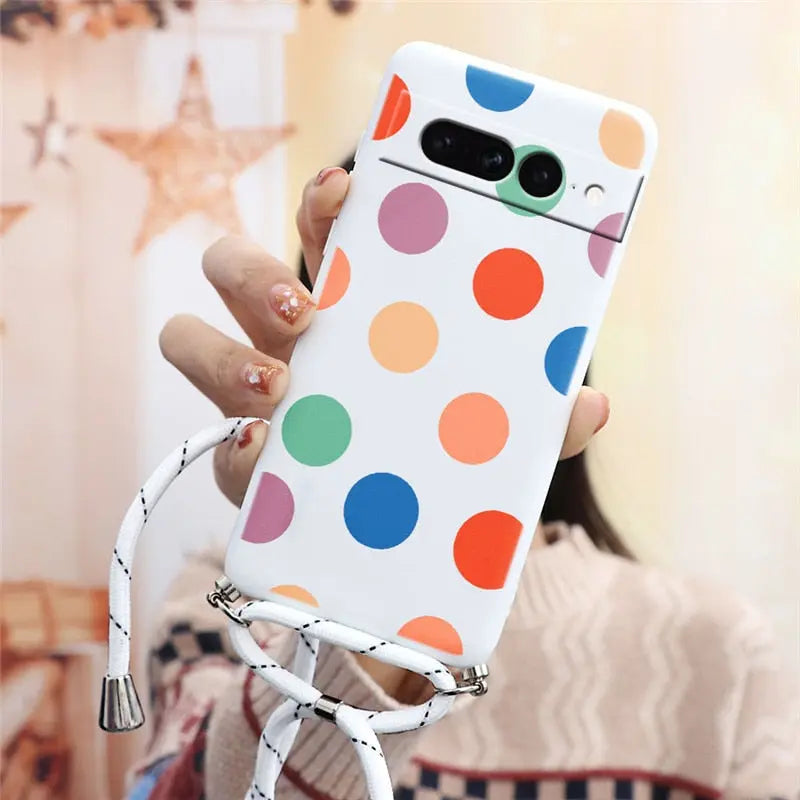 Funda trasera de silicona suave para Google Pixel 7 Pro 5G, correa para collar. C.G.XXI