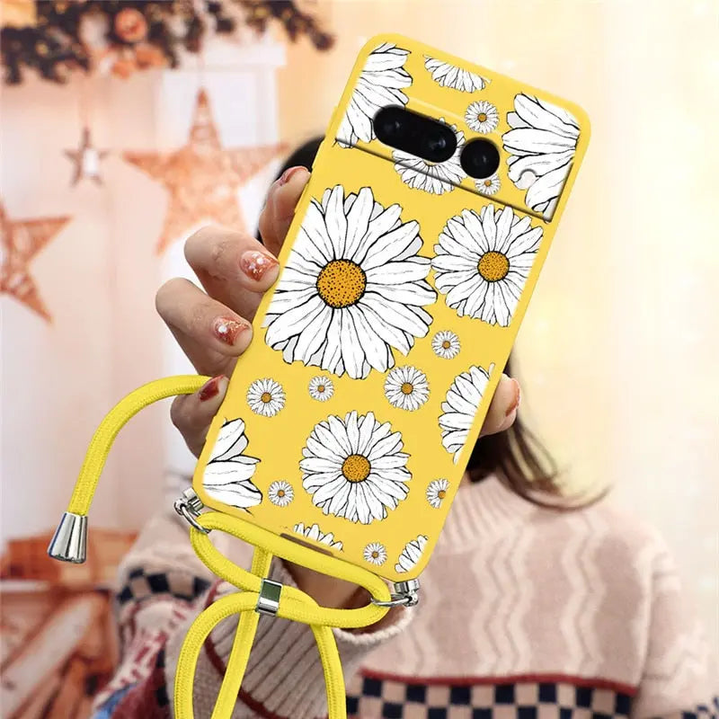 Funda trasera de silicona suave para Google Pixel 7 Pro 5G, correa para collar. C.G.XXI