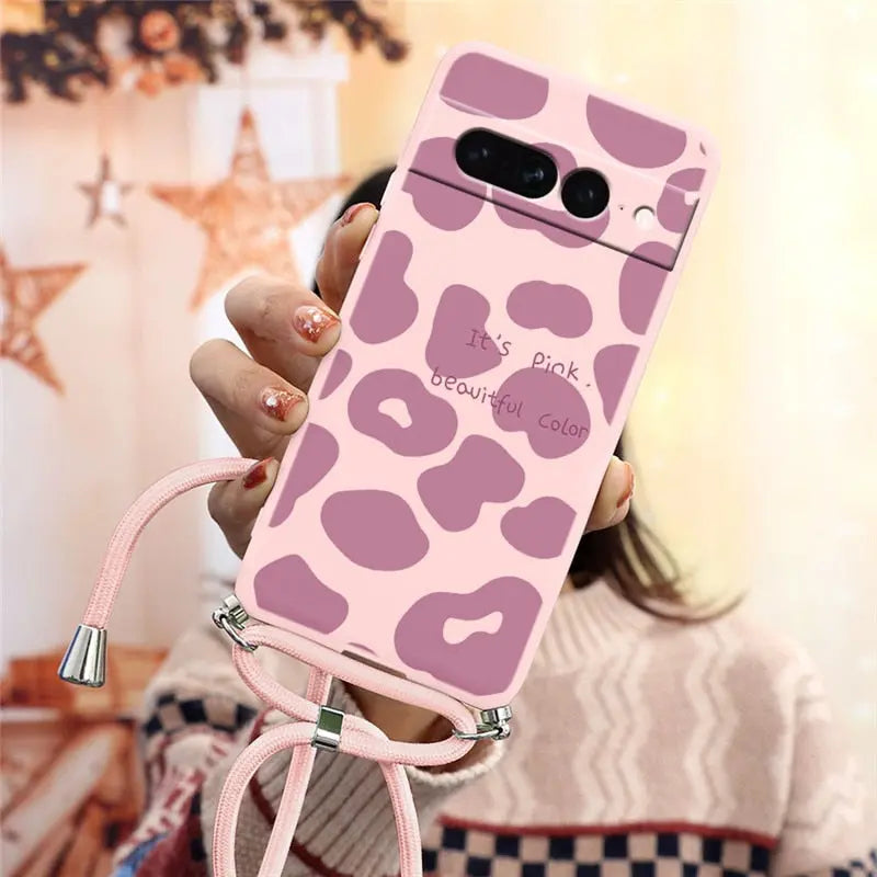 Funda trasera de silicona suave para Google Pixel 7 Pro 5G, correa para collar. C.G.XXI