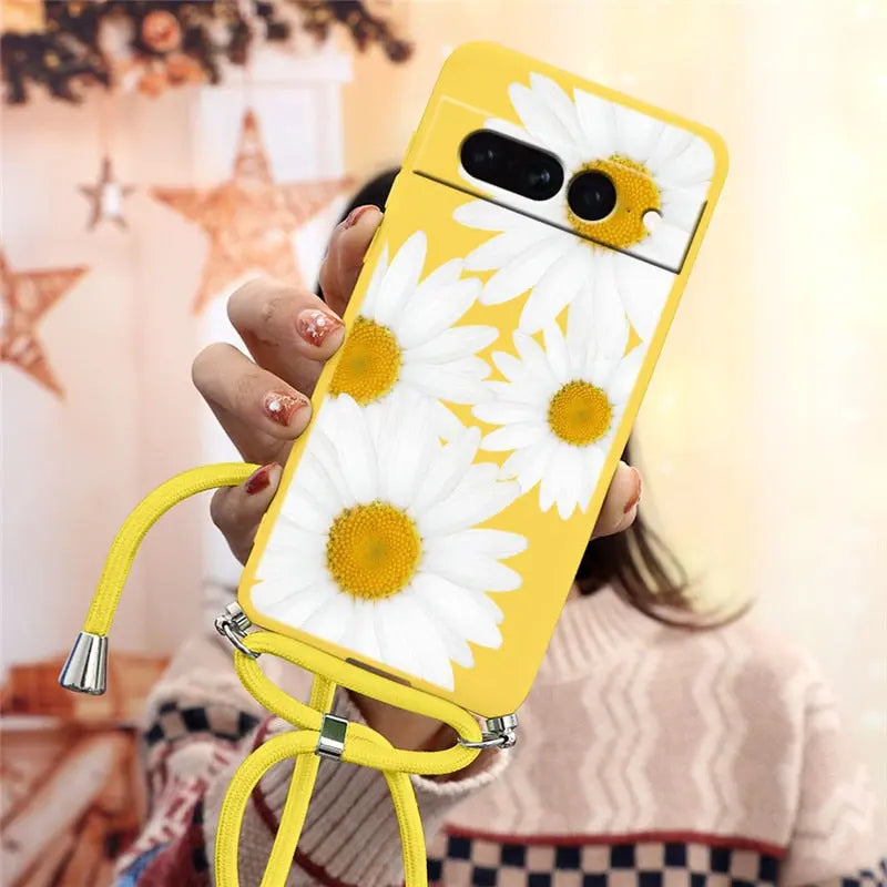 Funda trasera de silicona suave para Google Pixel 7 Pro 5G, correa para collar. C.G.XXI