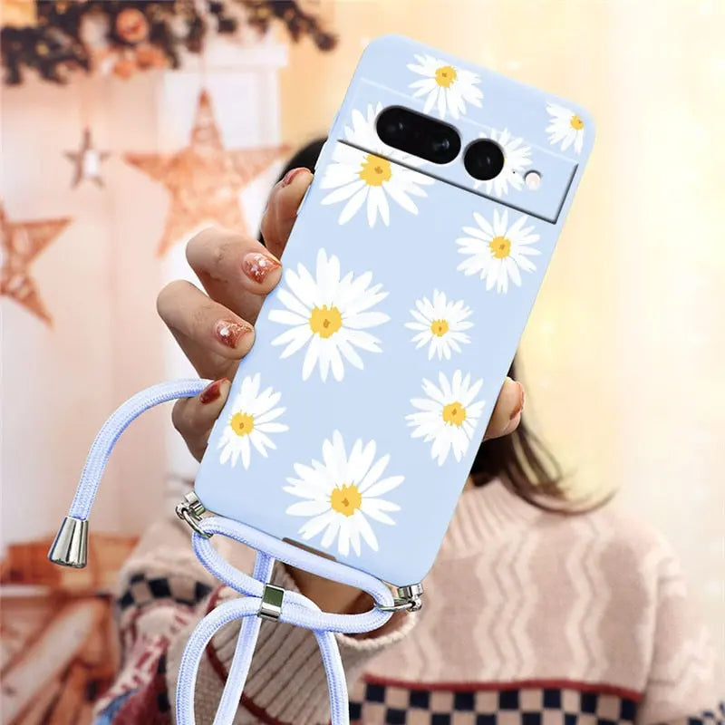 Funda trasera de silicona suave para Google Pixel 7 Pro 5G, correa para collar. C.G.XXI