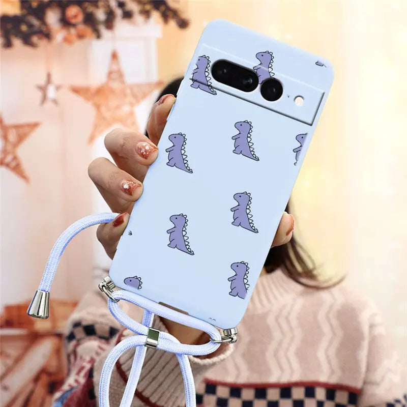 Funda trasera de silicona suave para Google Pixel 7 Pro 5G, correa para collar. C.G.XXI