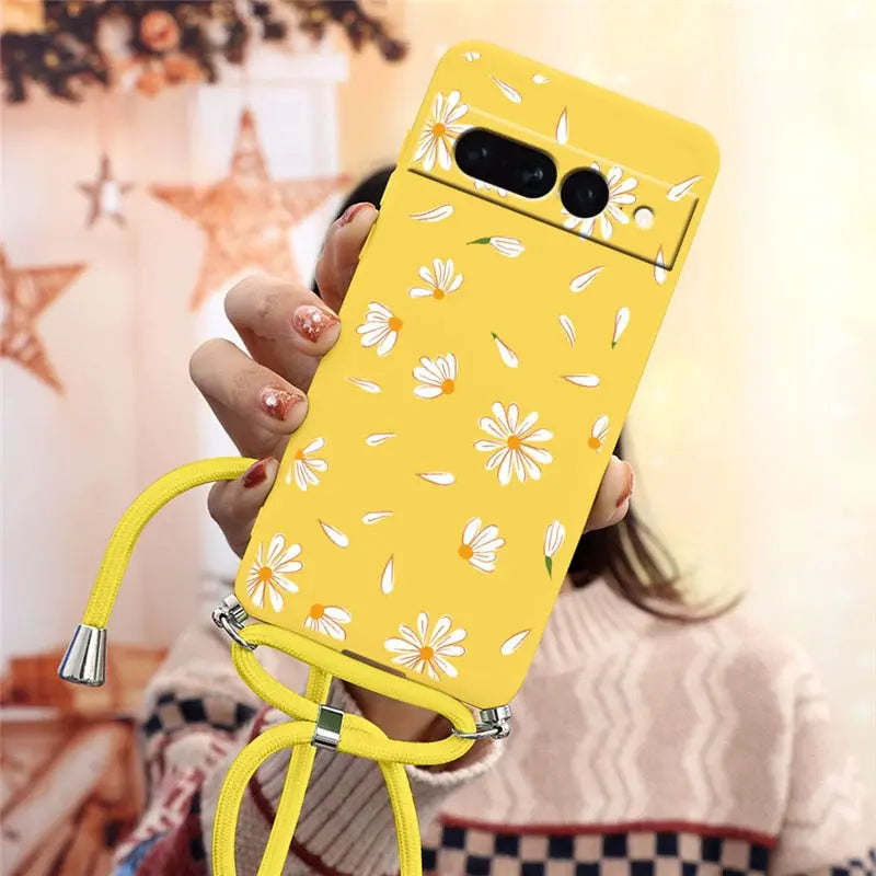 Funda trasera de silicona suave para Google Pixel 7 Pro 5G, correa para collar. C.G.XXI