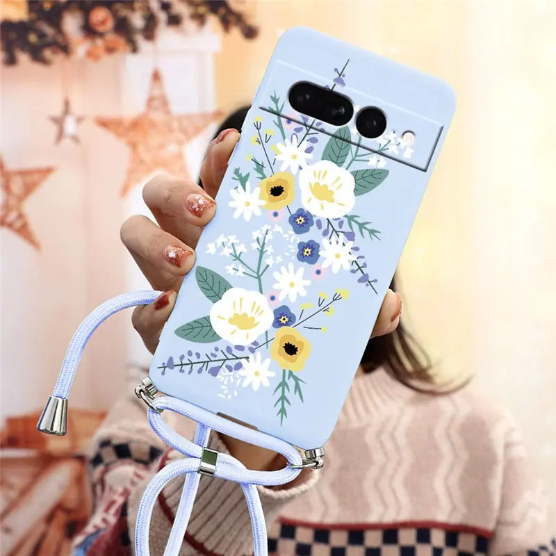 Funda trasera de silicona suave para Google Pixel 7 Pro 5G, correa para collar. C.G.XXI