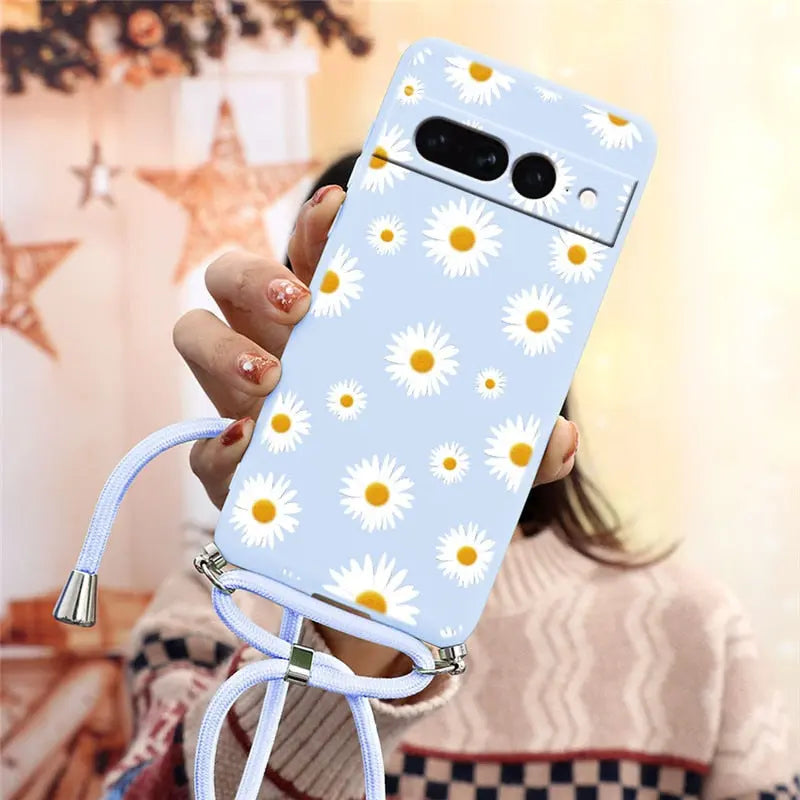 Funda trasera de silicona suave para Google Pixel 7 Pro 5G, correa para collar. C.G.XXI