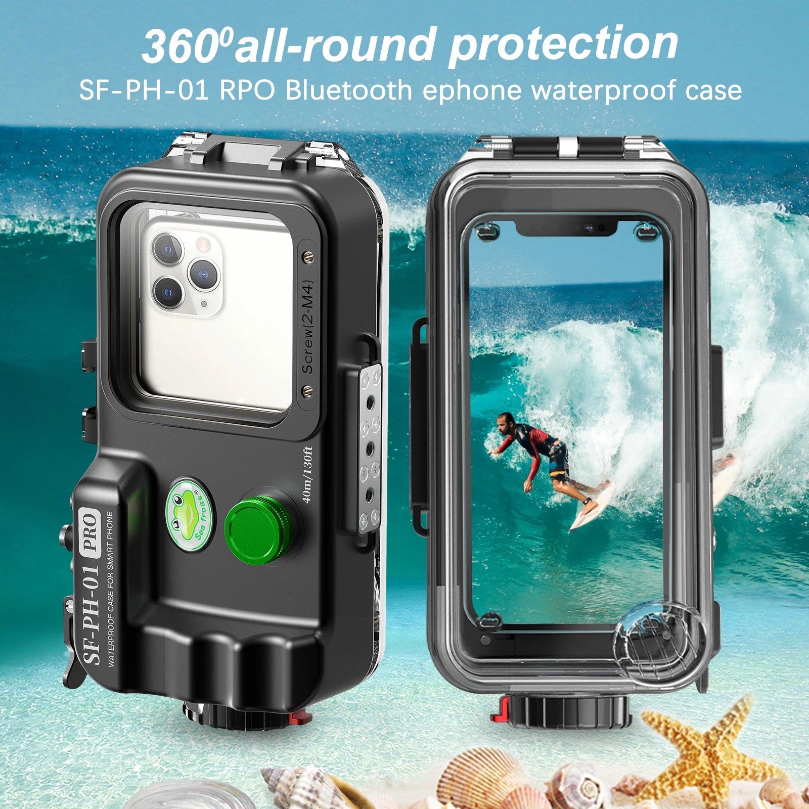 Funda Seafrogs para iPhone 15 14pro 14Pro Max 14 Plus, carcasa subacuática, cubierta de buceo impermeable, carcasa de teléfono móvil con filtro rojo - La zona Apple