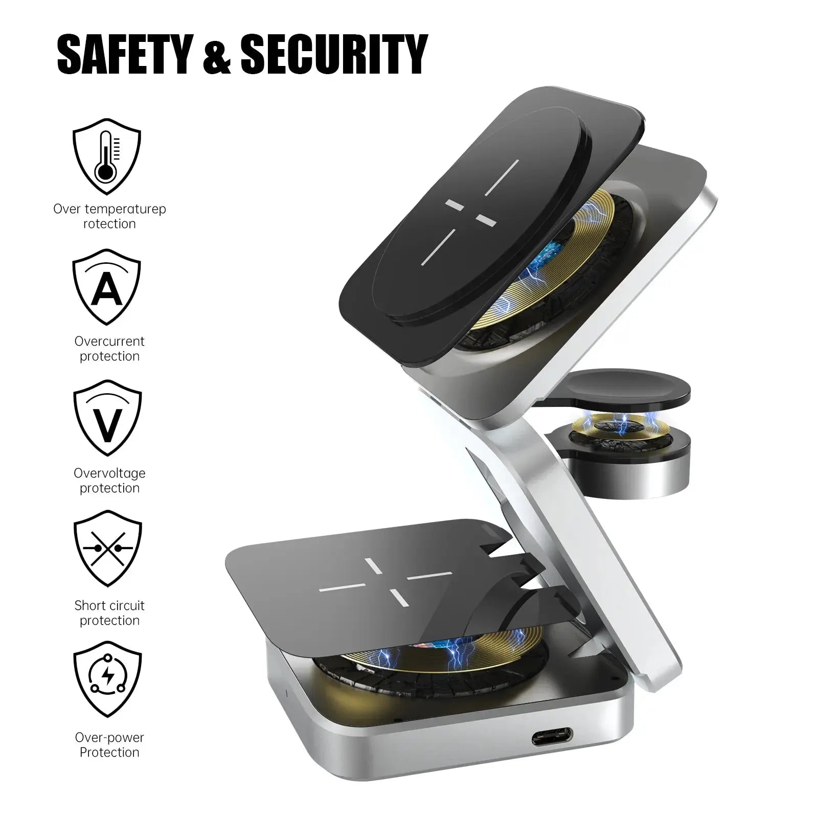 Soporte de cargador inalámbrico magnético plegable 3 en 1 para iPhone 14, 13, 12 Pro/Max/Plus, AirPods 3/2 alidrosip