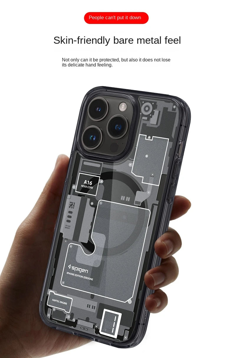 Funda Ultra Hybrid Zero One (MagFit) para iPhone 12, 13, 14 Pro Max, 15 Pro Max, funda para cargador inalámbrico - La zona Apple