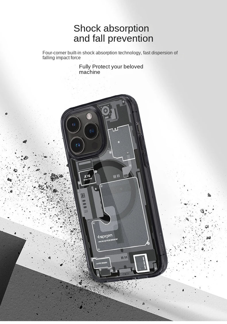 Funda Ultra Hybrid Zero One (MagFit) para iPhone 12, 13, 14 Pro Max, 15 Pro Max, funda para cargador inalámbrico - La zona Apple