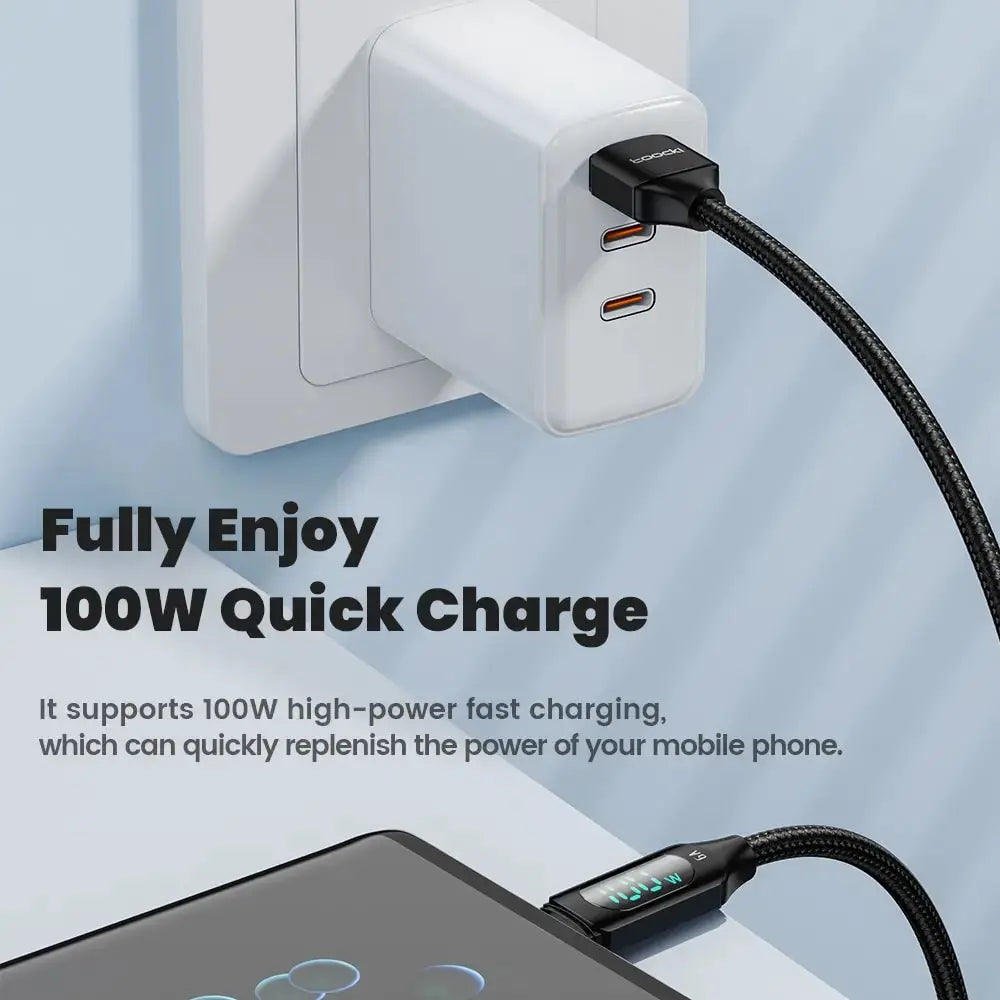 Toocki-Cable USB tipo C de carga rápida, Cable de datos para Huawei Honor, Xiaomi, Samsung, 1m, 2m, 100W - La zona Apple