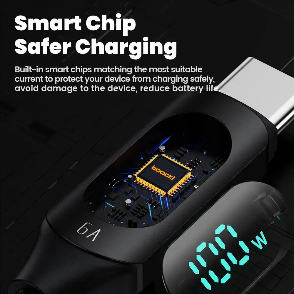 Toocki-Cable USB tipo C de carga rápida, Cable de datos para Huawei Honor, Xiaomi, Samsung, 1m, 2m, 100W - La zona Apple