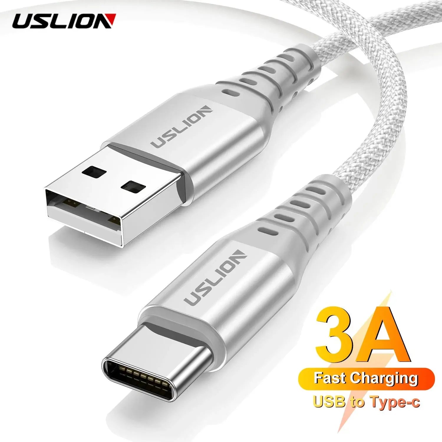 USLION-Cable de datos de carga rápida 3A tipo C para iPhone 15 Pro Max, Cable de nailon trenzado para Xiaomi 14, Oneplus, Samsung POCO 0,3/1/2M - La zona Apple