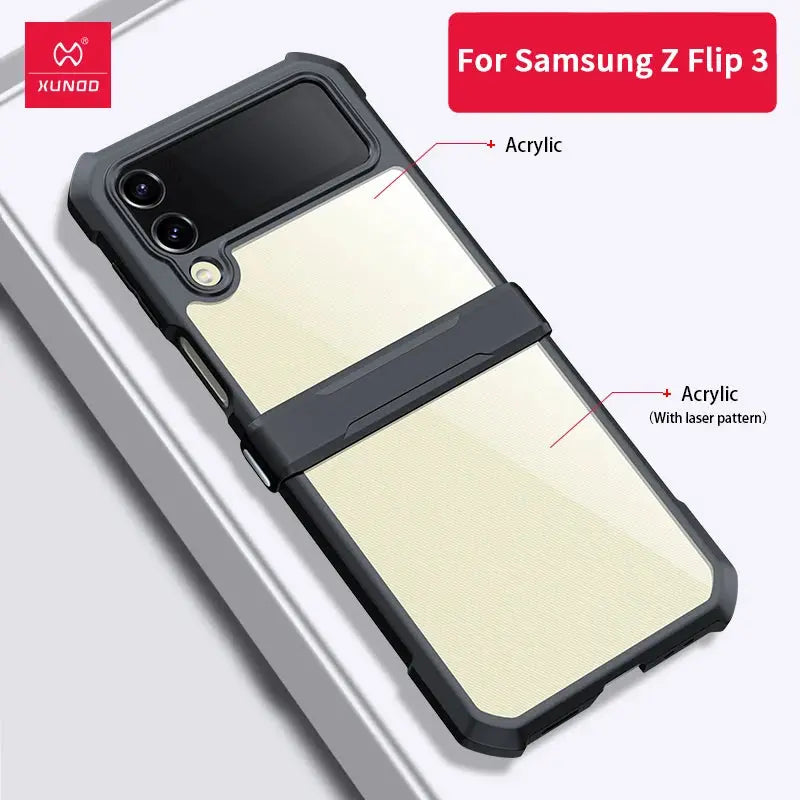 Xundd-funda de Airbags para Samsung Galaxy Z Flip 5 5G, carcasa a prueba de golpes, acrílico + TPU + cristal trasero, transparente, para Flip5 z플스 5 이스 스 - La zona Apple