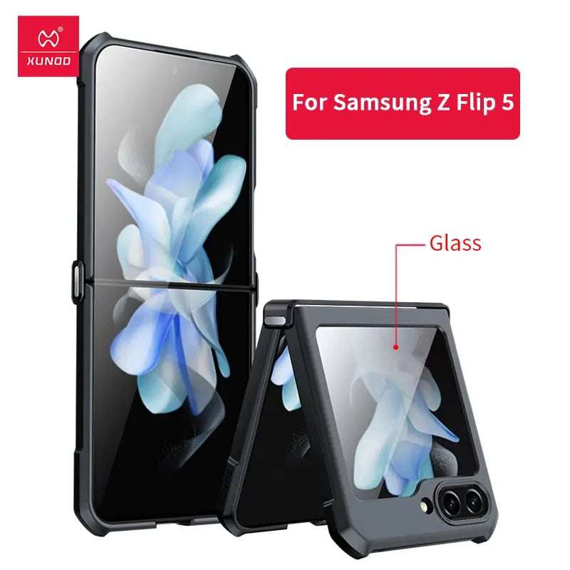 Xundd-funda de Airbags para Samsung Galaxy Z Flip 5 5G, carcasa a prueba de golpes, acrílico + TPU + cristal trasero, transparente, para Flip5 z플스 5 이스 스 - La zona Apple
