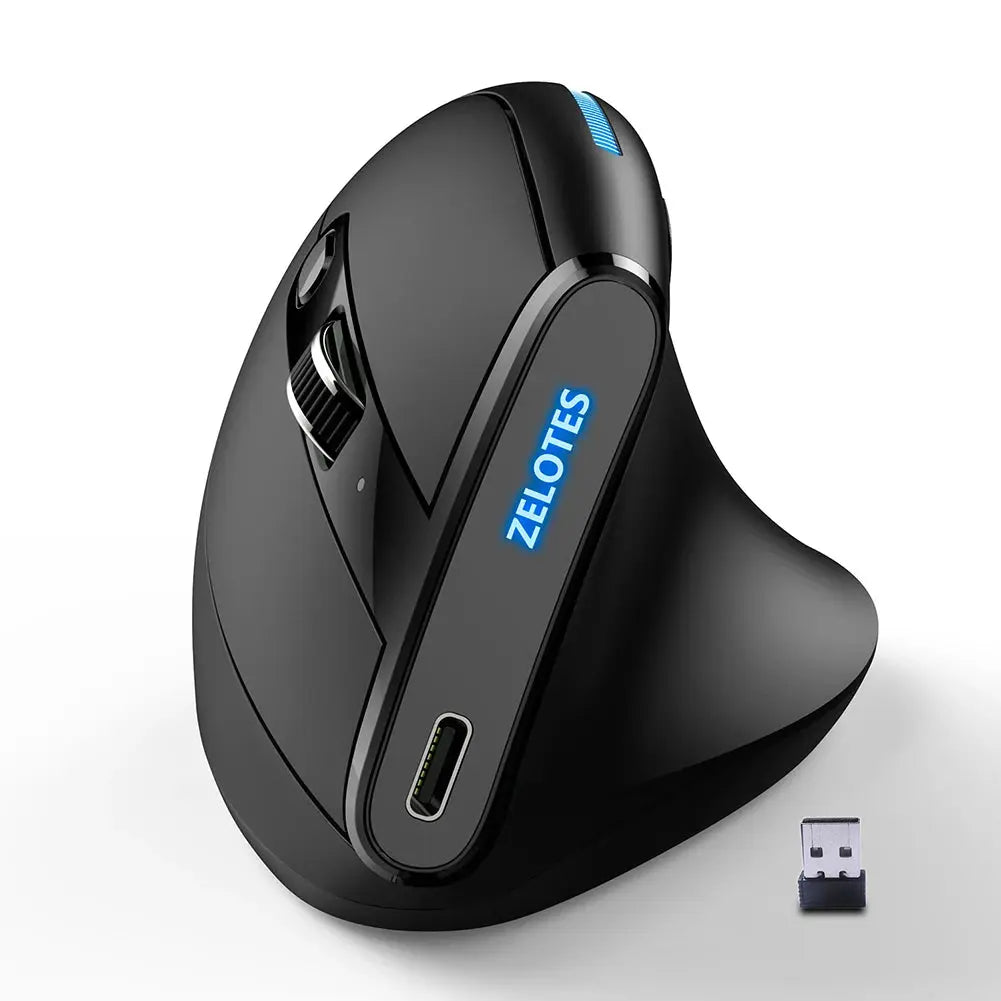 Ratón inalámbrico F-36 Vertical con Bluetooth, dispositivo de 2,4G, luz a todo Color, programación de 8 teclas, 2400DPI, batería de litio de 730mah - La zona Apple